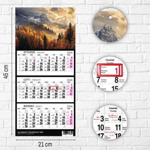 Kalendarz ścienny GÓRY A5 250mm x 450mm Press Kalendarz ścienny GÓRY A5 250mm x 450mm Press