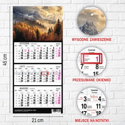 Kalendarz ścienny GÓRY A5 250mm x 450mm Press Kalendarz ścienny GÓRY A5 250mm x 450mm Press