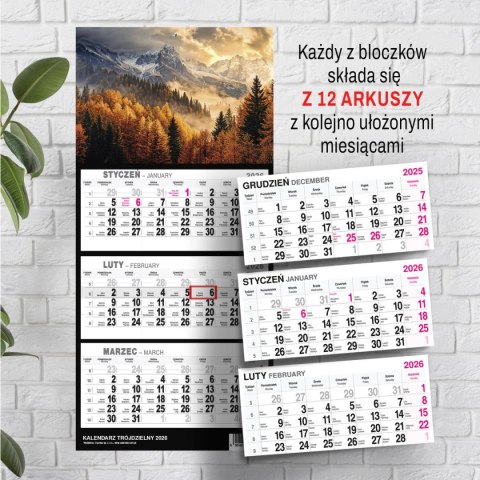 Kalendarz ścienny GÓRY A5 250mm x 450mm Press Kalendarz ścienny GÓRY A5 250mm x 450mm Press