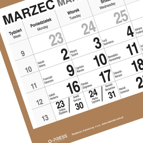 Kalendarz ścienny PLAŻA 310mm x 790mm Press