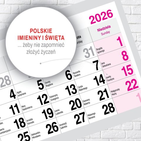 Kalendarz ścienny PREMIUM trójdzielny A4 Press (KOMINEK)