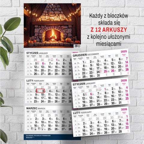 Kalendarz ścienny PREMIUM trójdzielny A4 Press (KOMINEK)