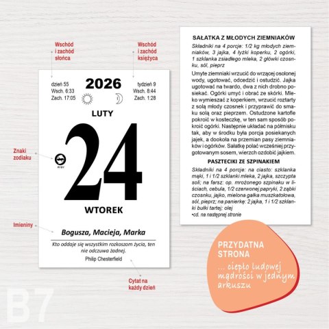 Kalendarz ścienny ZDZIERAK KULINARNY B7 Press Kalendarz ścienny ZDZIERAK KULINARNY B7 Press