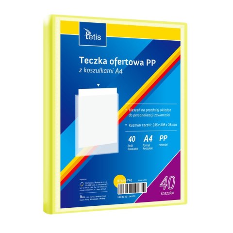 Teczka plastikowa A4 40 koszulek 5903242104879 A4 żółty Tetis (BT630-Y40) Teczka plastikowa A4 40 koszulek 5903242104879 A4 żółty Tetis (BT630-Y40)