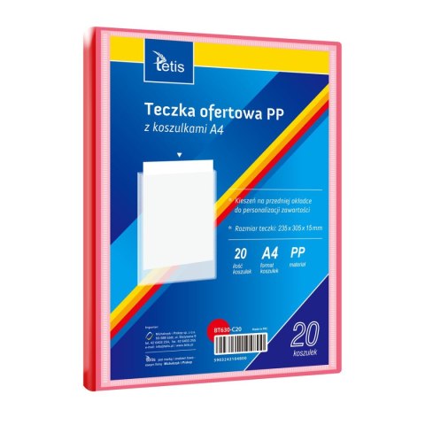 Teczka plastikowa na zatrzask żółta A4 20 koszulek 5903242104500 A4 czerwona Tetis (BT630-C20) Teczka plastikowa na zatrzask żółta A4 20 koszulek 5903242104500 A4 czerwona Tetis (BT630-C20)