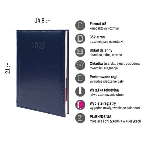 Kalendarz książkowy (terminarz) PREMIUM A5 Press (DZIENNY) Kalendarz książkowy (terminarz) PREMIUM A5 Press (DZIENNY)