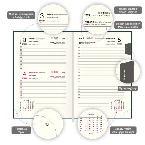Kalendarz książkowy (terminarz) PREMIUM A5 Press (DZIENNY) Kalendarz książkowy (terminarz) PREMIUM A5 Press (DZIENNY)