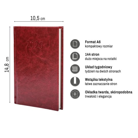 Kalendarz książkowy (terminarz) PRESTIGE A6 Press (tygodniowy) Kalendarz książkowy (terminarz) PRESTIGE A6 Press (tygodniowy)