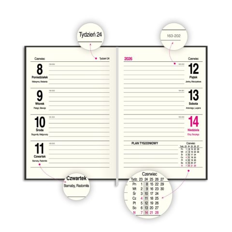 Kalendarz książkowy (terminarz) PRESTIGE A6 Press (tygodniowy) Kalendarz książkowy (terminarz) PRESTIGE A6 Press (tygodniowy)