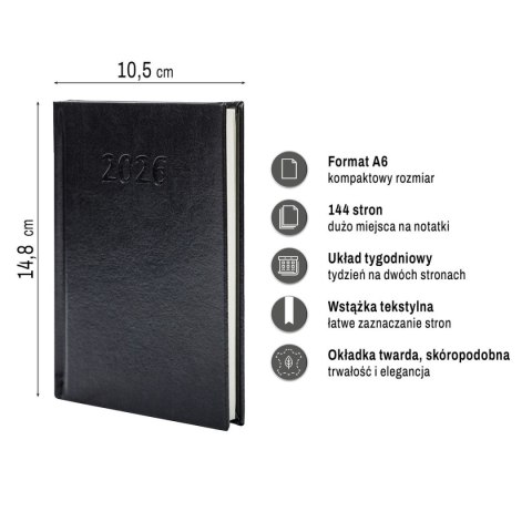 Kalendarz książkowy (terminarz) PRESTIGE A6 Press (tygodniowy) Kalendarz książkowy (terminarz) PRESTIGE A6 Press (tygodniowy)