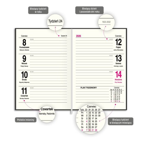 Kalendarz książkowy (terminarz) PRESTIGE A6 Press (tygodniowy) Kalendarz książkowy (terminarz) PRESTIGE A6 Press (tygodniowy)