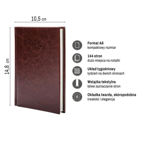 Kalendarz książkowy (terminarz) PRESTIGE A6 Press (tygodniowy) Kalendarz książkowy (terminarz) PRESTIGE A6 Press (tygodniowy)