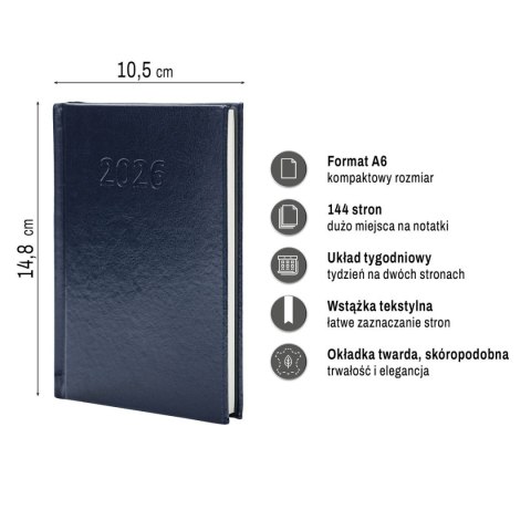 Kalendarz książkowy (terminarz) PRESTIGE A6 Press (tygodniowy) Kalendarz książkowy (terminarz) PRESTIGE A6 Press (tygodniowy)