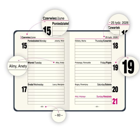 Kalendarz książkowy (terminarz) Premium Lux B7 Press (tygodniowy) Kalendarz książkowy (terminarz) Premium Lux B7 Press (tygodniowy)