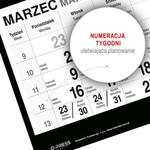 Kalendarz ścienny PIES 310mm x 790mm Press Kalendarz ścienny PIES 310mm x 790mm Press