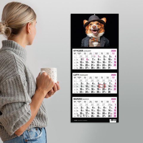 Kalendarz ścienny PIES 310mm x 790mm Press Kalendarz ścienny PIES 310mm x 790mm Press