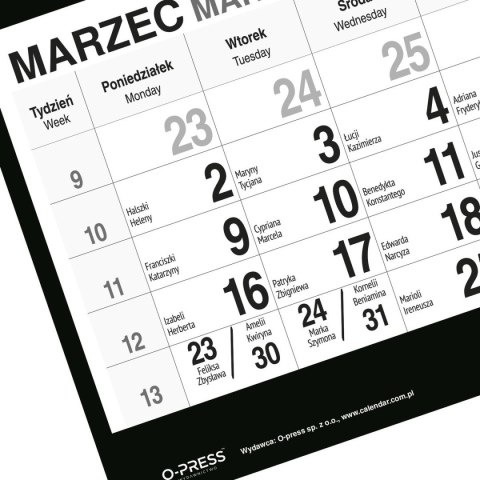 Kalendarz ścienny PIES 310mm x 790mm Press Kalendarz ścienny PIES 310mm x 790mm Press
