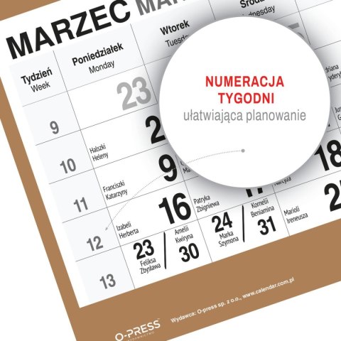 Kalendarz ścienny PIES A5 210mm x 450mm Press Kalendarz ścienny PIES A5 210mm x 450mm Press