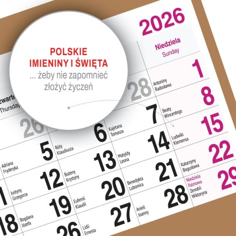 Kalendarz ścienny PIES A5 210mm x 450mm Press Kalendarz ścienny PIES A5 210mm x 450mm Press