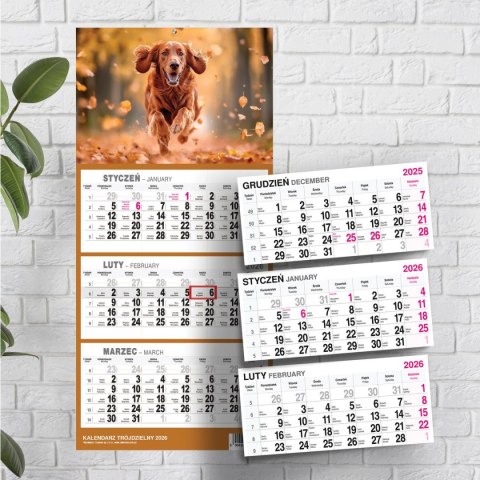 Kalendarz ścienny PIES A5 210mm x 450mm Press Kalendarz ścienny PIES A5 210mm x 450mm Press