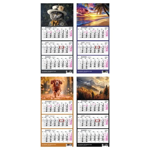 Kalendarz ścienny PIES A5 210mm x 450mm Press Kalendarz ścienny PIES A5 210mm x 450mm Press
