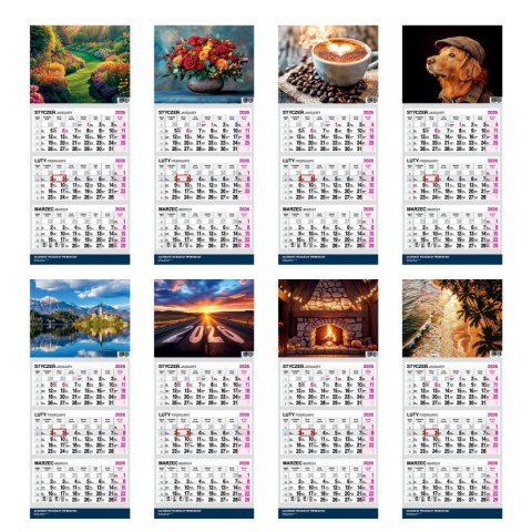 Kalendarz ścienny PREMIUM trójdzielny A4 Press (ŁÓDŹ) Kalendarz ścienny PREMIUM trójdzielny A4 Press (ŁÓDŹ)