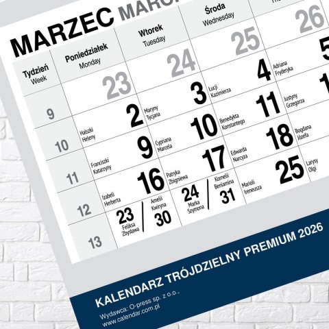 Kalendarz ścienny PREMIUM trójdzielny A4 Press (PIES) Kalendarz ścienny PREMIUM trójdzielny A4 Press (PIES)