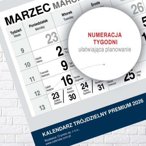 Kalendarz ścienny PREMIUM trójdzielny A4 Press (PIES) Kalendarz ścienny PREMIUM trójdzielny A4 Press (PIES)