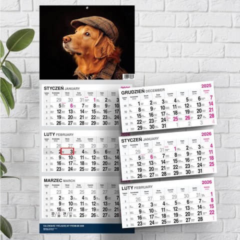 Kalendarz ścienny PREMIUM trójdzielny A4 Press (PIES) Kalendarz ścienny PREMIUM trójdzielny A4 Press (PIES)