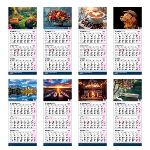 Kalendarz ścienny PREMIUM trójdzielny A4 Press (PIES) Kalendarz ścienny PREMIUM trójdzielny A4 Press (PIES)