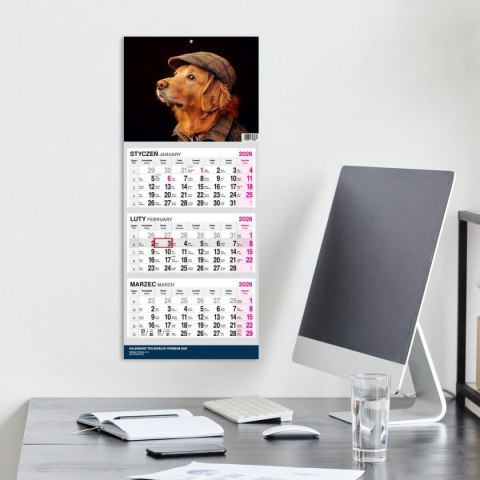 Kalendarz ścienny PREMIUM trójdzielny A4 Press (PIES) Kalendarz ścienny PREMIUM trójdzielny A4 Press (PIES)