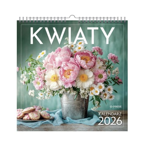 Kalendarz ścienny WIELOPLANSZOWY KWADRAT KWIATY 330mm x 330mm Press (16K)