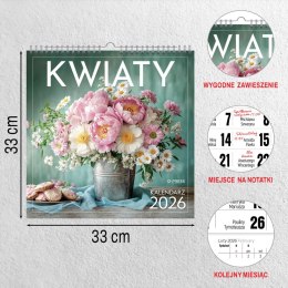 Kalendarz ścienny WIELOPLANSZOWY KWADRAT KWIATY 330mm x 330mm Press (16K)