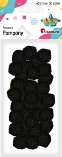 Pompony Craft-Fun Series poliestrowe czarne 30 szt Titanum