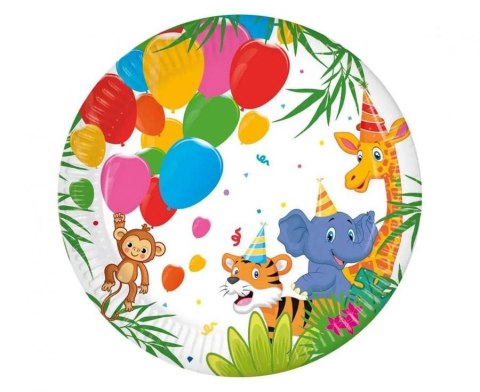 Talerz jednorazowy JUNGLE BALLOONS papier śr. 200mm 8 szt Godan (93780)