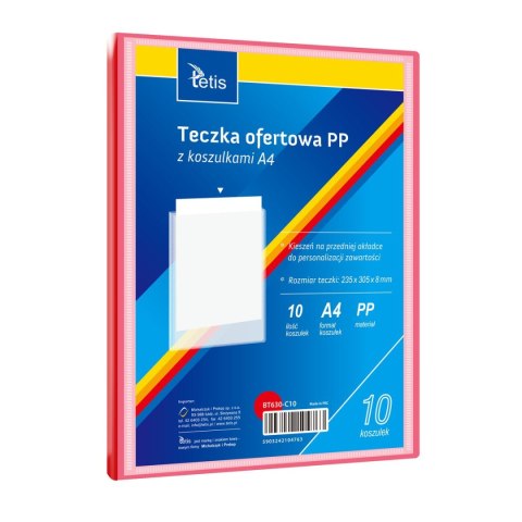 Teczka plastikowa na zatrzask czerwona A4 z 10 koszulkami 5903242104763 A4 czerwony Tetis (BT630-C10) Teczka plastikowa na zatrzask czerwona A4 z 10 koszulkami 5903242104763 A4 czerwony Tetis (BT630-C10)