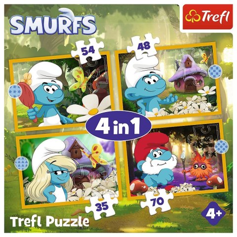 Puzzle Życie w Wiosce Smerfów 4w1 el. Trefl (34664)