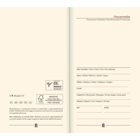 Kalendarz książkowy (terminarz) złoty A6 Lucrum (TR złoty) Kalendarz książkowy (terminarz) złoty A6 Lucrum (TR złoty)