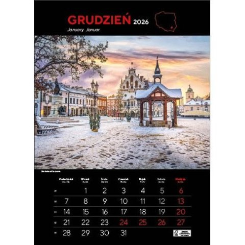 Kalendarz ścienny NAJ.MIASTA POLSKI 13 planszowe 315mm x 500mm Jotan (WP 119)