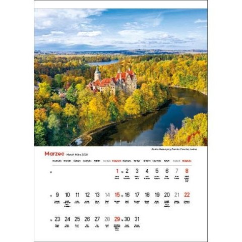 Kalendarz ścienny NAJPIĘKNIEJSZE RZEKI POLSKI 13 planszowe A3 330mm x 500mm Jotan (WP123)