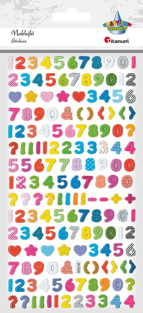 Naklejka (nalepka) Craft-Fun Series wypukła cyfry, znaki Titanum (JN-D20)