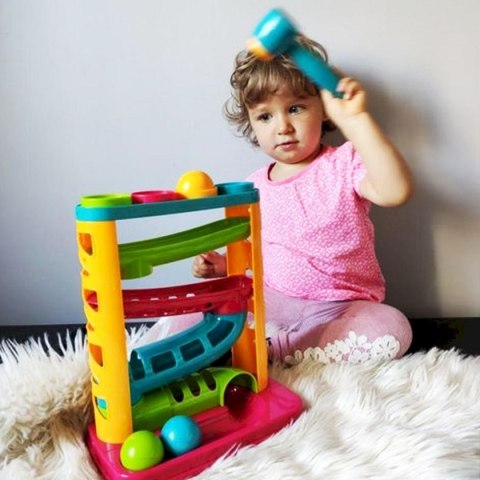 Zabawka edukacyjna zjeżdżalnia z piłeczkami i młotkiem Smily Play (SP82932) Zabawka edukacyjna zjeżdżalnia z piłeczkami i młotkiem Smily Play (SP82932)