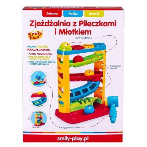 Zabawka edukacyjna zjeżdżalnia z piłeczkami i młotkiem Smily Play (SP82932) Zabawka edukacyjna zjeżdżalnia z piłeczkami i młotkiem Smily Play (SP82932)