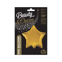 Balon foliowy Gwiazda złota matowa 19 cali 19cal Godan (HS-G19ZM)