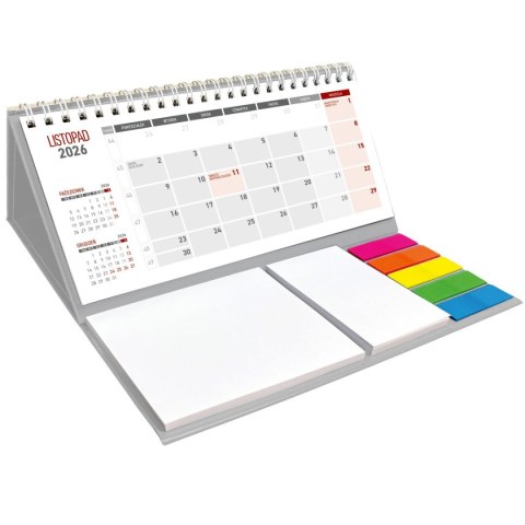 Kalendarz biurkowy miesięczny MAXI biurkowy z notesem, spiralowany 309mm x 192mm Wydawnictwo Wokół Nas (KB 054 B szary)