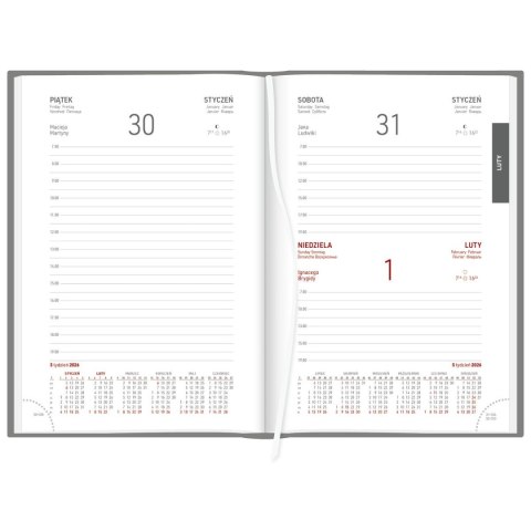 Kalendarz książkowy (terminarz) CZARNY aluminium DZIENNY B6 (237 B6DB)