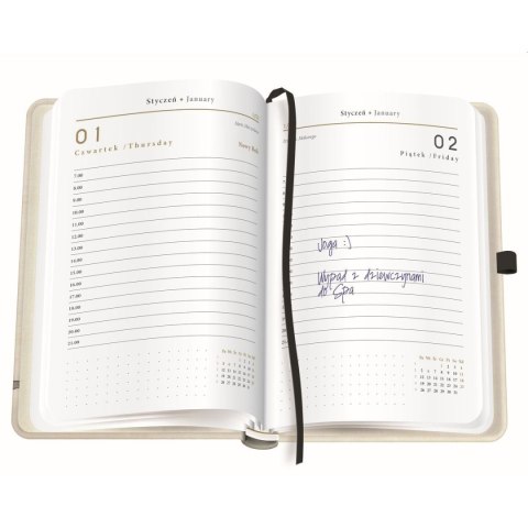 Kalendarz książkowy (terminarz) DZIENNY A5 Interdruk (CHERRY)