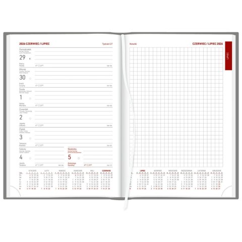 Kalendarz książkowy (terminarz) GRANATOWY aluminium TYGODNIOWY Z NOTESEM A5 (237 A5TNB)