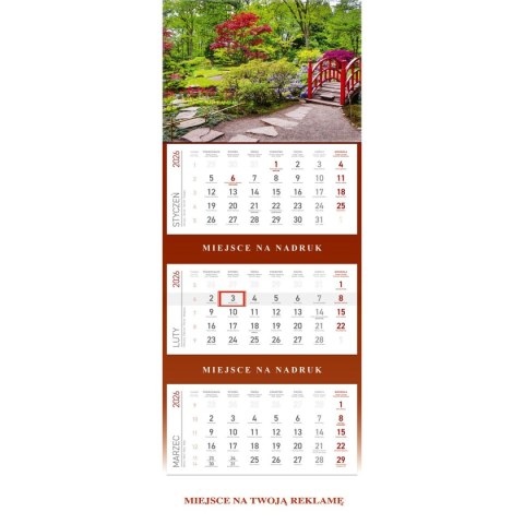 Kalendarz ścienny PLECKI BORDO kalendarz trójdzielny 850mm x 295mm Wydawnictwo Wokół Nas (KS 055) Kalendarz ścienny PLECKI BORDO kalendarz trójdzielny 850mm x 295mm Wydawnictwo Wokół Nas (KS 055)