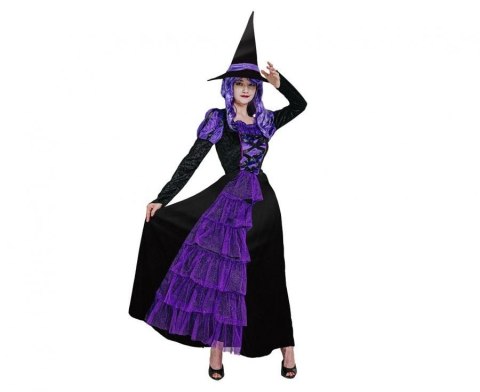 Kostium Zestaw dla dorosłych Fioletowa Czarownica (sukienka, kapelusz), rozm. S Godan (SL-CZFS) Kostium Zestaw dla dorosłych Fioletowa Czarownica (sukienka, kapelusz), rozm. S Godan (SL-CZFS)